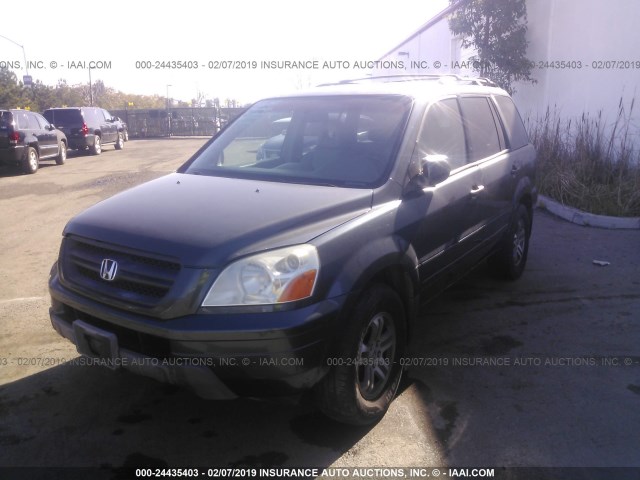 2HKYF18694H620919 - 2004 HONDA PILOT EXL GRAY photo 2