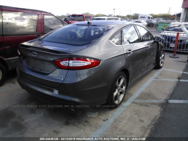 3FA6P0LUXER186146 - 2014 FORD FUSION SE HYBRID GRAY photo 4