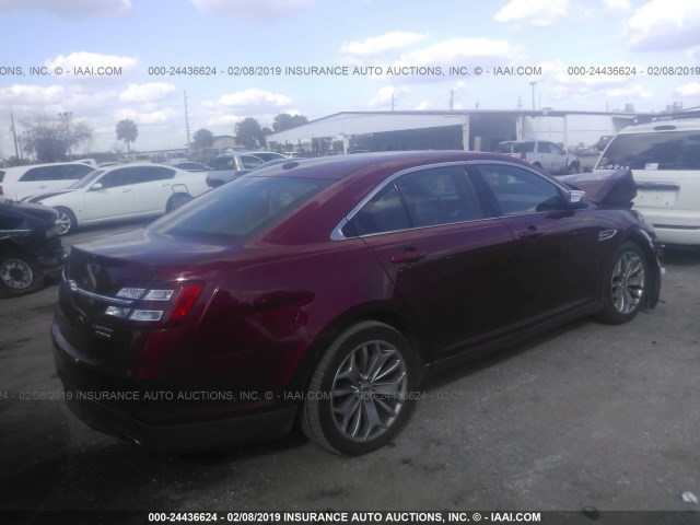 1FAHP2F8XGG110780 - 2016 FORD TAURUS LIMITED RED photo 4