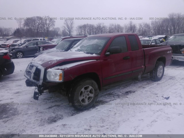 1D7HW42N97S128226 - 2007 DODGE DAKOTA SLT MAROON photo 2