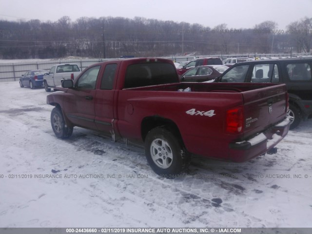 1D7HW42N97S128226 - 2007 DODGE DAKOTA SLT MAROON photo 3