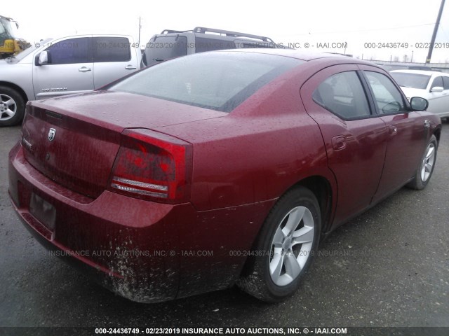 2B3KA43R27H782543 - 2007 DODGE CHARGER SE/SXT RED photo 4