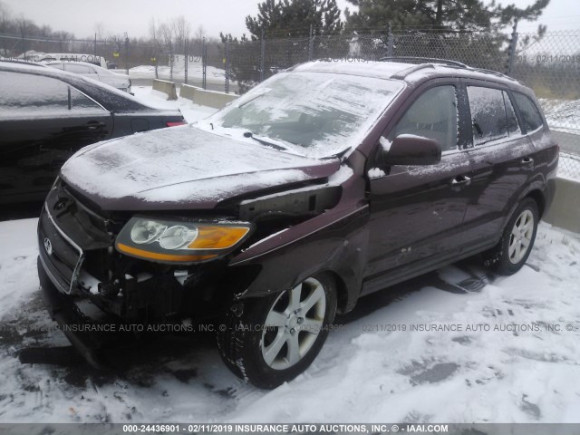 5NMSH13E59H249499 - 2009 HYUNDAI SANTA FE SE/LIMITED BURGUNDY photo 2