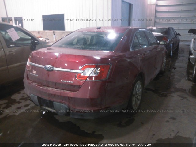1FAHP2FW7AG155567 - 2010 FORD TAURUS LIMITED RED photo 4