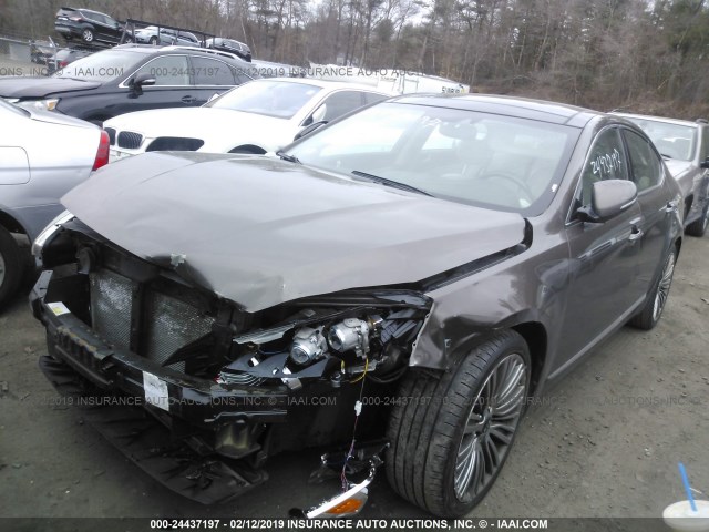 KNALN4D77E5145282 - 2014 KIA CADENZA PREMIUM/LIMITED BROWN photo 2