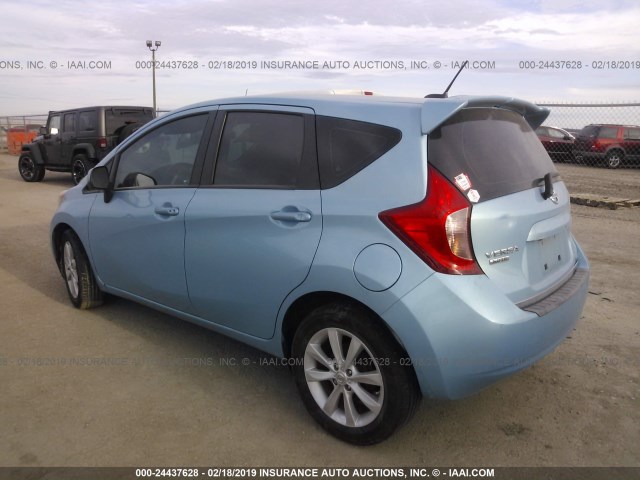 3N1CE2CP3EL435496 - 2014 NISSAN VERSA NOTE S/S PLUS/SV/SL BLUE photo 3