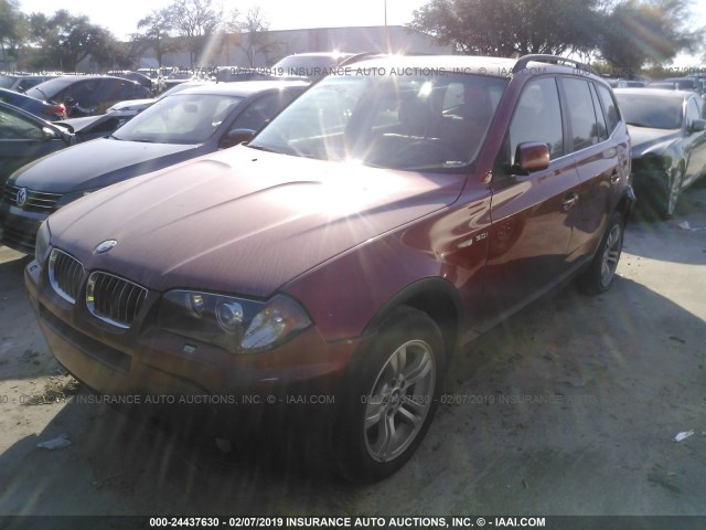 WBXPA93496WG76134 - 2006 BMW X3 3.0I RED photo 2