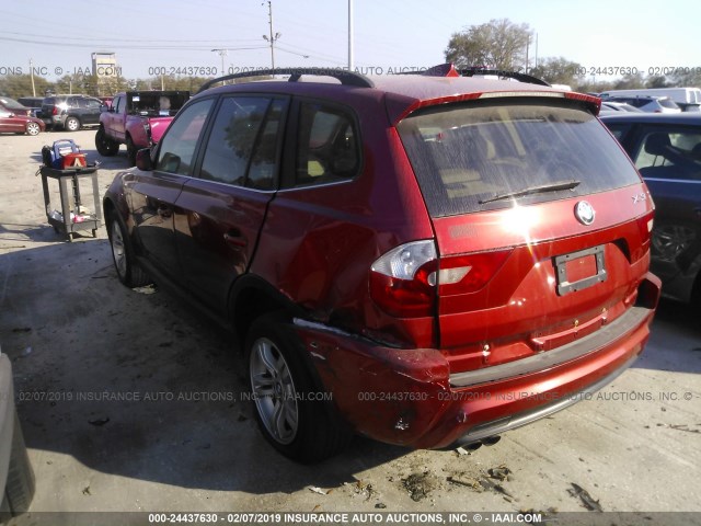 WBXPA93496WG76134 - 2006 BMW X3 3.0I RED photo 3