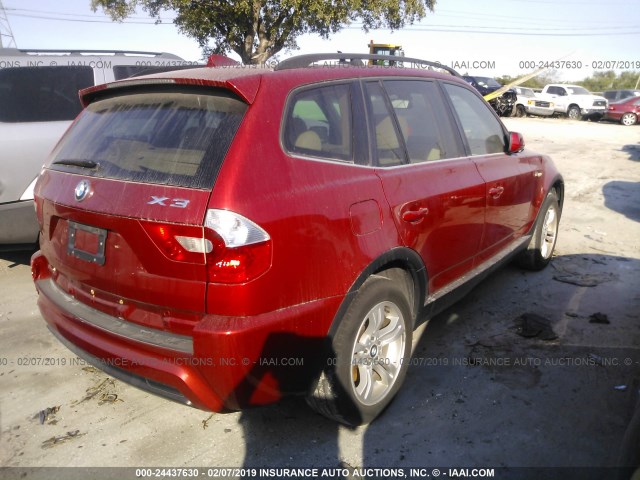 WBXPA93496WG76134 - 2006 BMW X3 3.0I RED photo 4