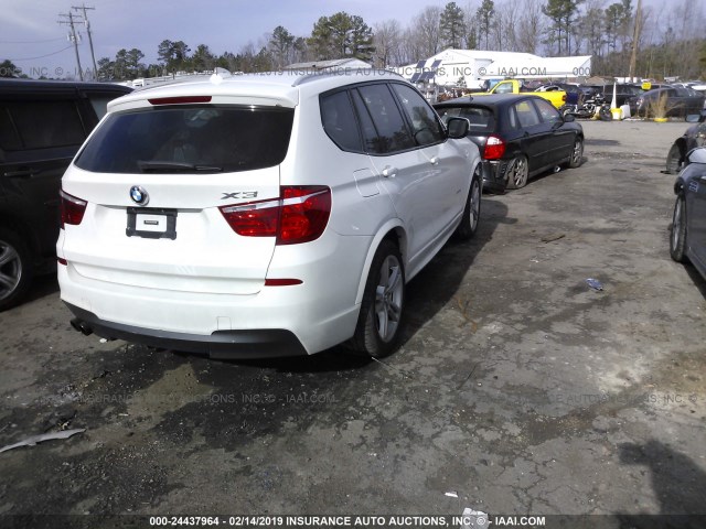 5UXWX7C51E0E75316 - 2014 BMW X3 XDRIVE35I WHITE photo 4