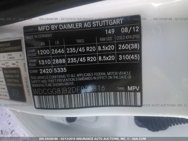 WDCGG8JB2DF997816 - 2013 MERCEDES-BENZ GLK 350 4MATIC WHITE photo 9