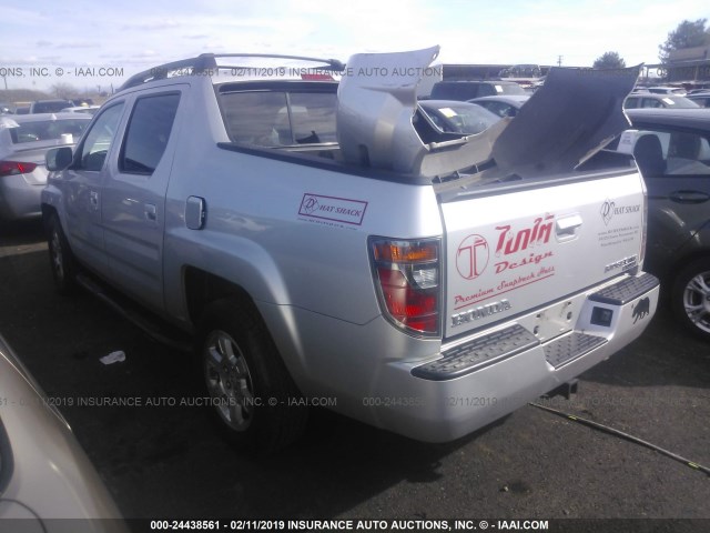 2HJYK16528H514098 - 2008 HONDA RIDGELINE RTL SILVER photo 3