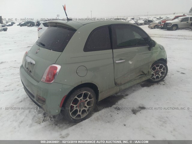 3C3CFFBR7CT314072 - 2012 FIAT 500 SPORT GREEN photo 4