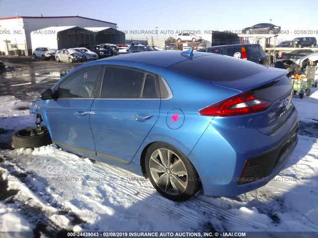 KMHC05LC2JU092718 - 2018 HYUNDAI IONIQ HEV BLUE photo 3