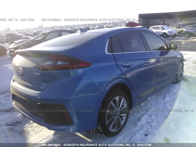 KMHC05LC2JU092718 - 2018 HYUNDAI IONIQ HEV BLUE photo 4