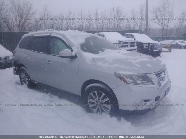 5N1AR2MMXDC638131 - 2013 NISSAN PATHFINDER S/SV/SL/PLATINUM SILVER photo 1