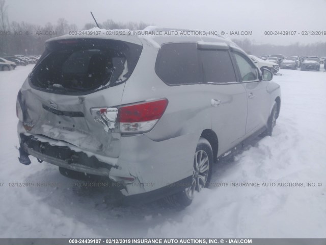 5N1AR2MMXDC638131 - 2013 NISSAN PATHFINDER S/SV/SL/PLATINUM SILVER photo 4