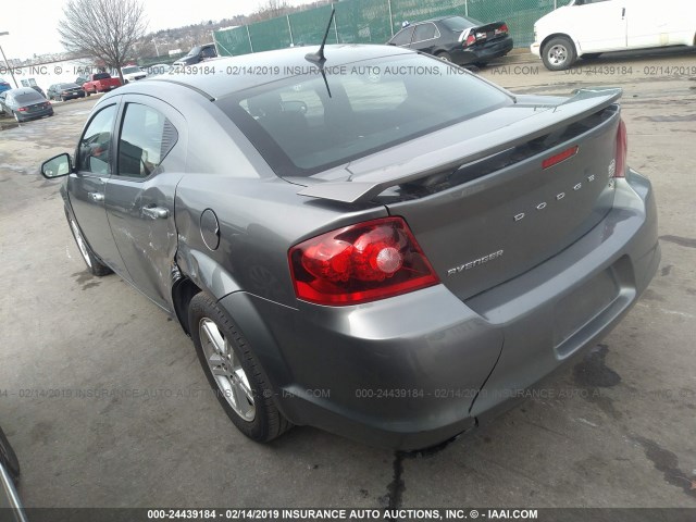 1C3CDZCB4CN193025 - 2012 DODGE AVENGER SXT GRAY photo 3