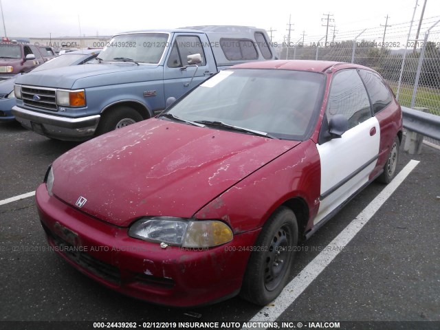 2HGEH2463PH520970 - 1993 HONDA CIVIC DX RED photo 2