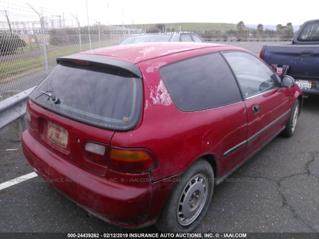 2HGEH2463PH520970 - 1993 HONDA CIVIC DX RED photo 4