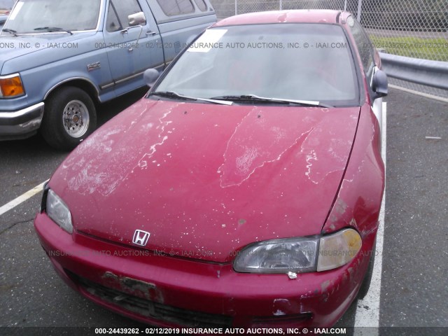 2HGEH2463PH520970 - 1993 HONDA CIVIC DX RED photo 6