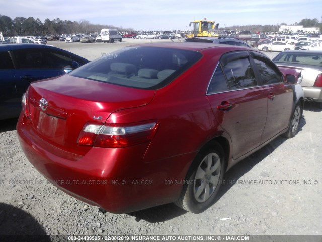 4T1BE46K87U049665 - 2007 TOYOTA CAMRY NEW GENERAT CE/LE/XLE/SE RED photo 4