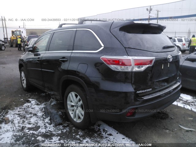 5TDBKRFH0GS290378 - 2016 TOYOTA HIGHLANDER LE/LE PLUS BLACK photo 3