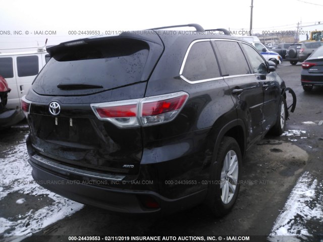 5TDBKRFH0GS290378 - 2016 TOYOTA HIGHLANDER LE/LE PLUS BLACK photo 4