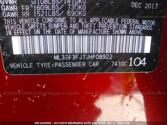 ML32F3FJ7JHF08922 - 2018 MITSUBISHI MIRAGE G4 ES Красный фото 9