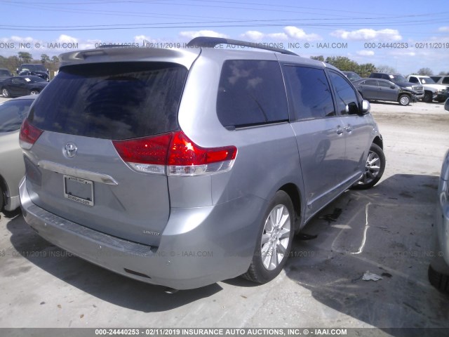 5TDYK3DC1CS201930 - 2012 TOYOTA SIENNA XLE/LIMITED SILVER photo 4