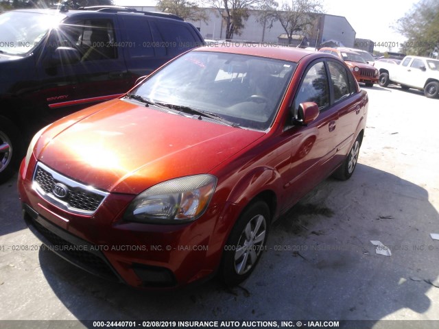 KNADH4A38B6940859 - 2011 KIA RIO LX/SX RED photo 2