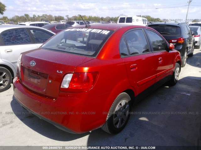 KNADH4A38B6940859 - 2011 KIA RIO LX/SX RED photo 4