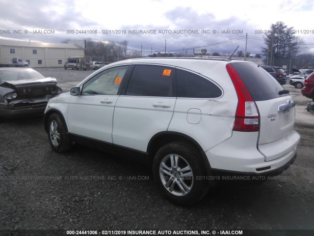 5J6RE3H75BL011535 - 2011 HONDA CR-V EXL WHITE photo 3