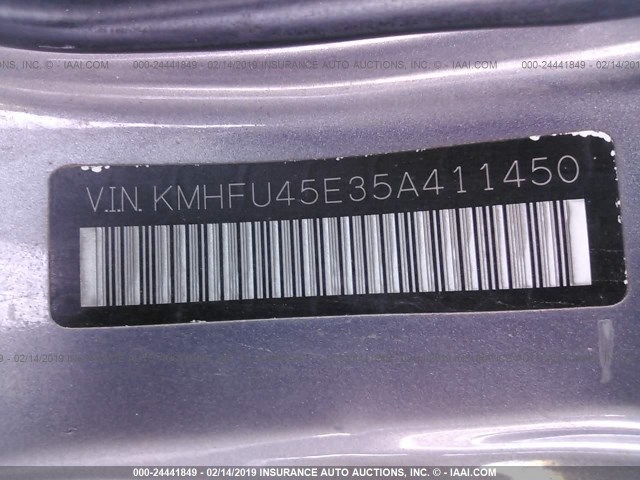 KMHFU45E35A411450 - 2005 HYUNDAI XG 350 GRAY photo 9