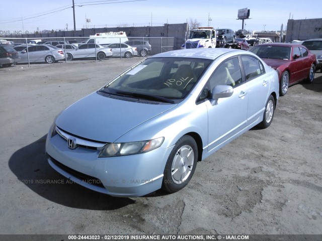 JHMFA36287S026411 - 2007 HONDA CIVIC HYBRID BLUE photo 2