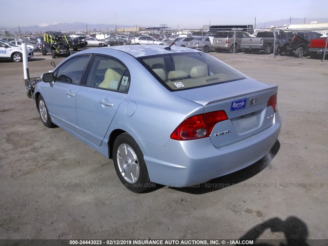 JHMFA36287S026411 - 2007 HONDA CIVIC HYBRID BLUE photo 3