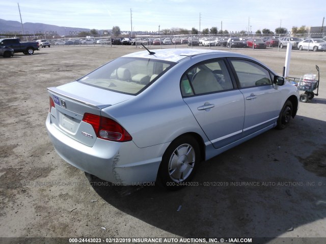 JHMFA36287S026411 - 2007 HONDA CIVIC HYBRID BLUE photo 4