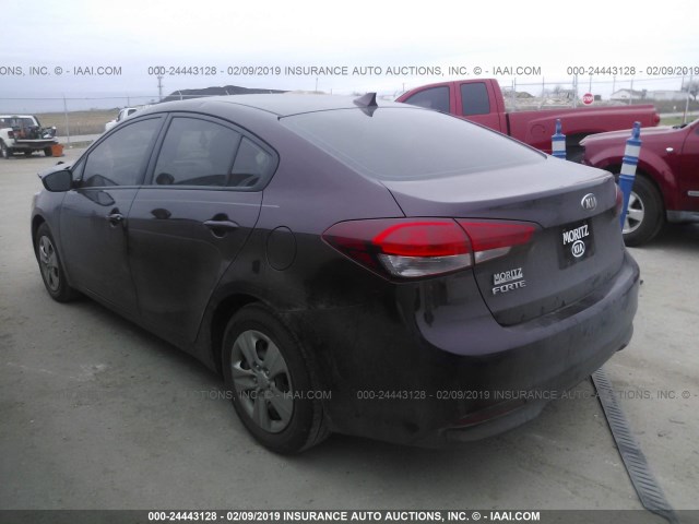 3KPFK4A70JE187451 - 2018 KIA FORTE LX 栗色 照片 3