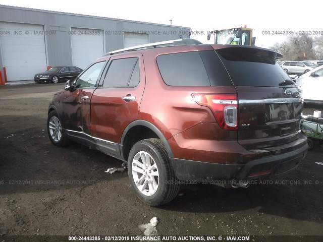 1FM5K8D87FGB97002 - 2015 FORD EXPLORER XLT RED photo 3