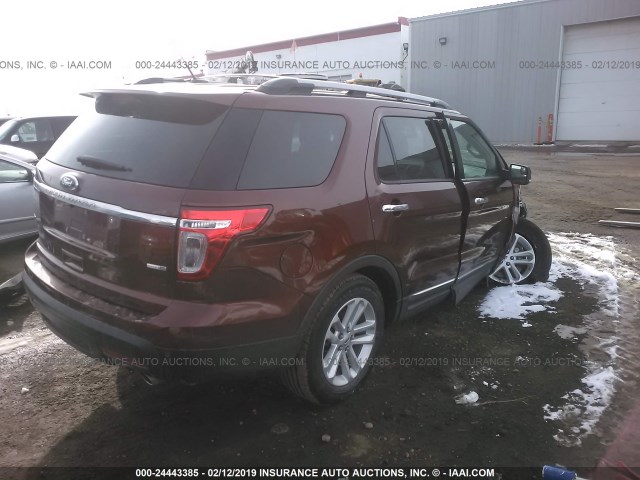 1FM5K8D87FGB97002 - 2015 FORD EXPLORER XLT RED photo 4