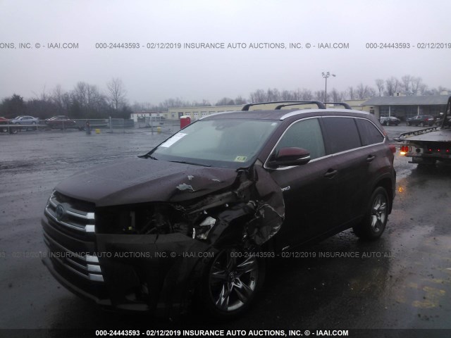 5TDDGRFH8HS021671 - 2017 TOYOTA HIGHLANDER HYBRID LTD PLATINUM BURGUNDY photo 2