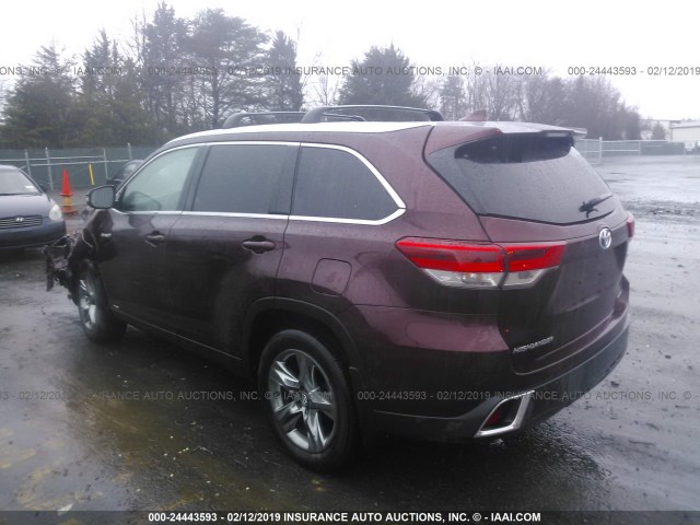 5TDDGRFH8HS021671 - 2017 TOYOTA HIGHLANDER HYBRID LTD PLATINUM BURGUNDY photo 3