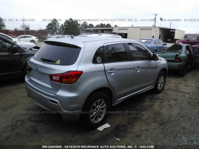 JA4AP3AU4CZ001231 - 2012 MITSUBISHI OUTLANDER SPORT ES SILVER photo 4