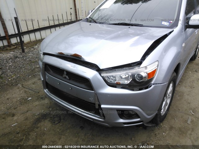 JA4AP3AU4CZ001231 - 2012 MITSUBISHI OUTLANDER SPORT ES SILVER photo 6