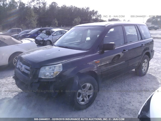 5FNYF28107B021579 - 2007 HONDA PILOT LX BLACK photo 2