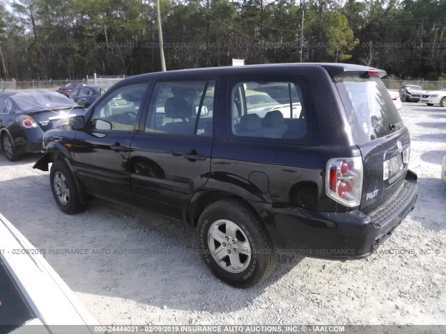 5FNYF28107B021579 - 2007 HONDA PILOT LX BLACK photo 3