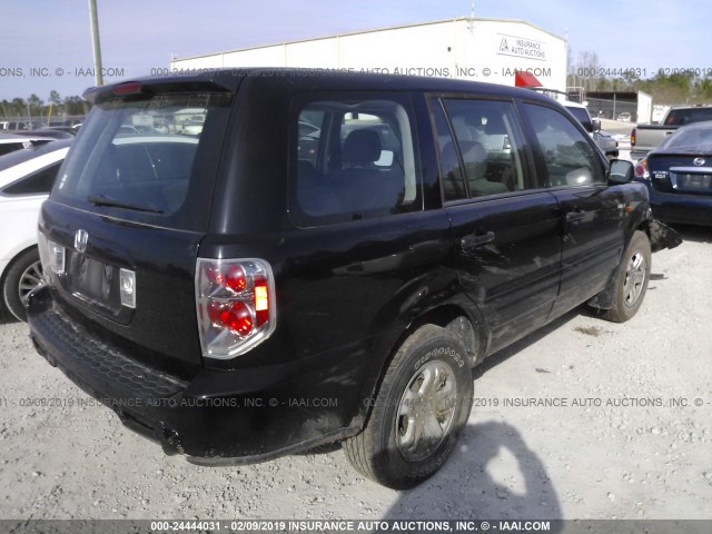 5FNYF28107B021579 - 2007 HONDA PILOT LX BLACK photo 4