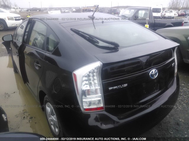 JTDKN3DU7B0281449 - 2011 TOYOTA PRIUS 黑色 照片 3