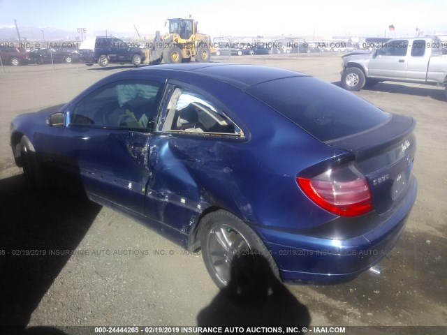 WDBRN47J12A327615 - 2002 MERCEDES-BENZ C 230K SPORT COUPE BLUE photo 3