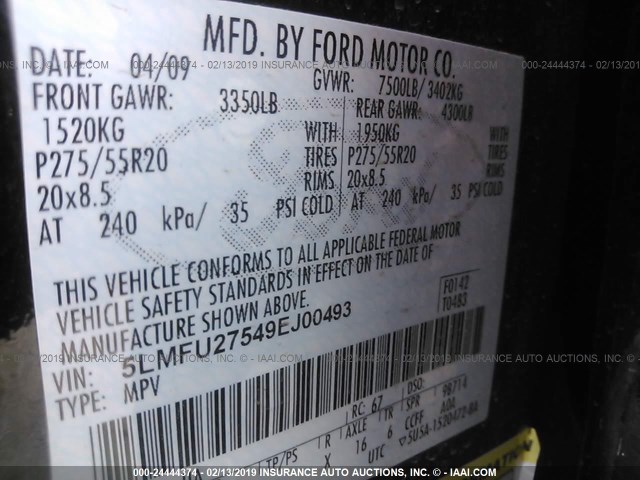 5LMFU27549EJ00493 - 2009 LINCOLN NAVIGATOR Qara foto 9